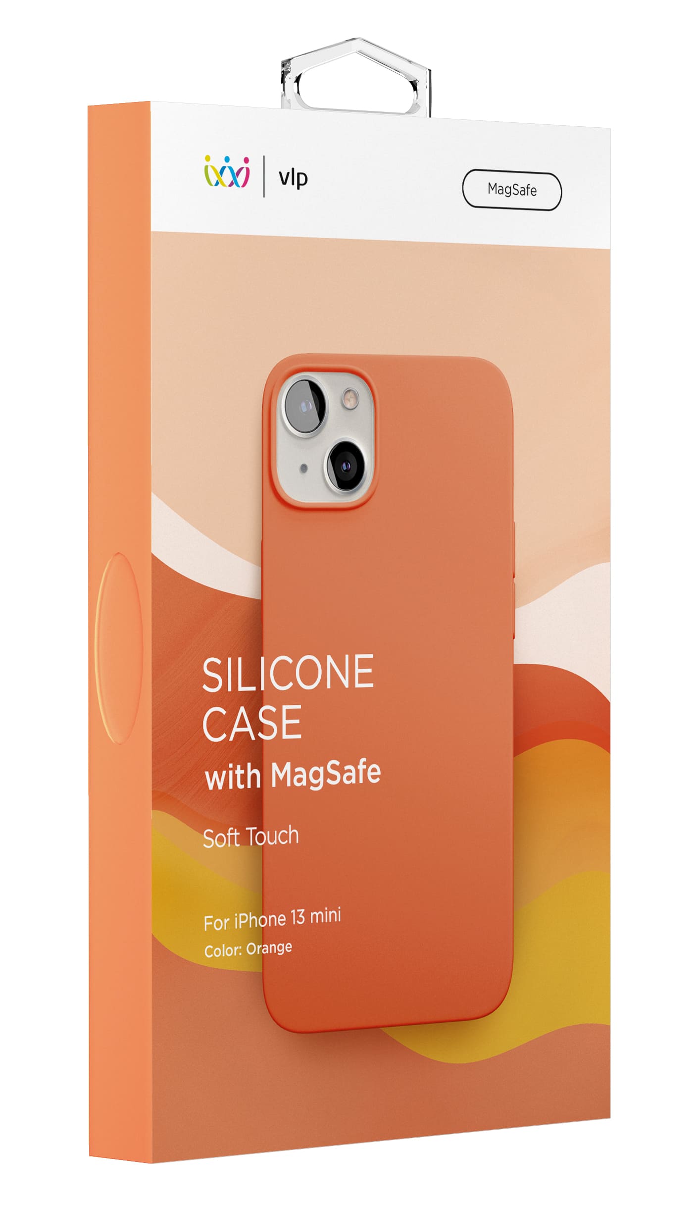 Фото — Чехол защитный vlp Silicone case with MagSafe для iPhone 13 mini, оранжевый