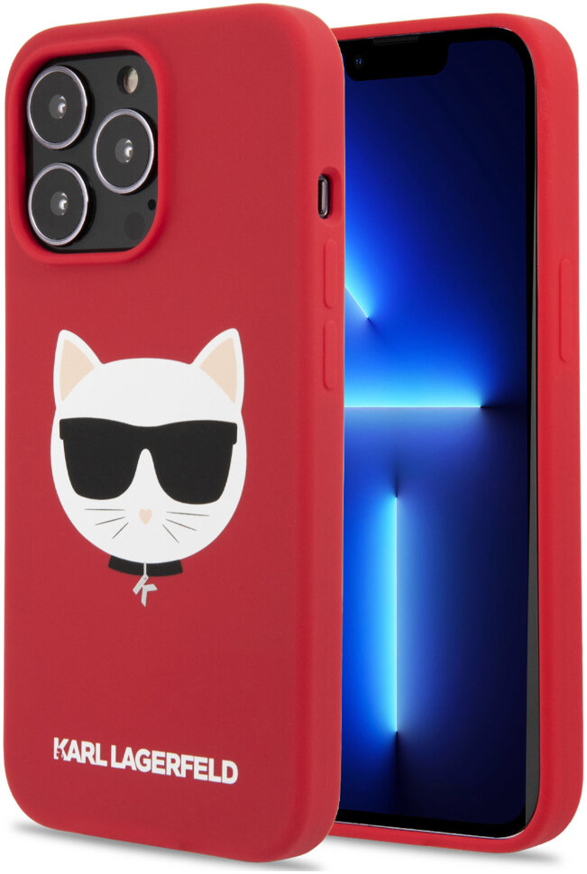 Фото — Чехол для смартфона Karl Lagerfeld Liquid silicone Choupette Hard для iPhone 13 Pro, красный