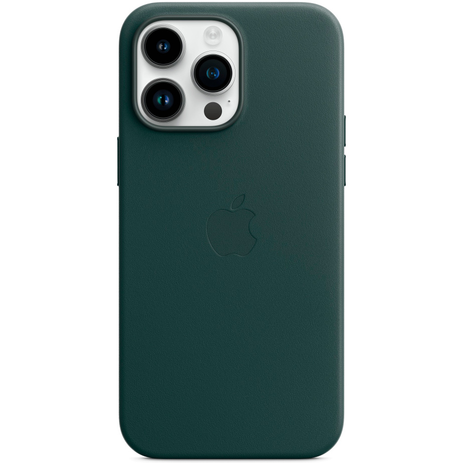 Фото — Чехол для смартфона iPhone 14 Pro Max Leather Case with MagSafe, «лесной зеленый»