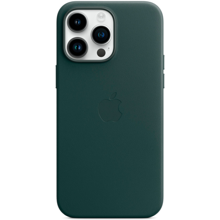 Фото — Чехол для смартфона Apple iPhone 14 Pro Max Leather Case with MagSafe, «лесной зеленый»