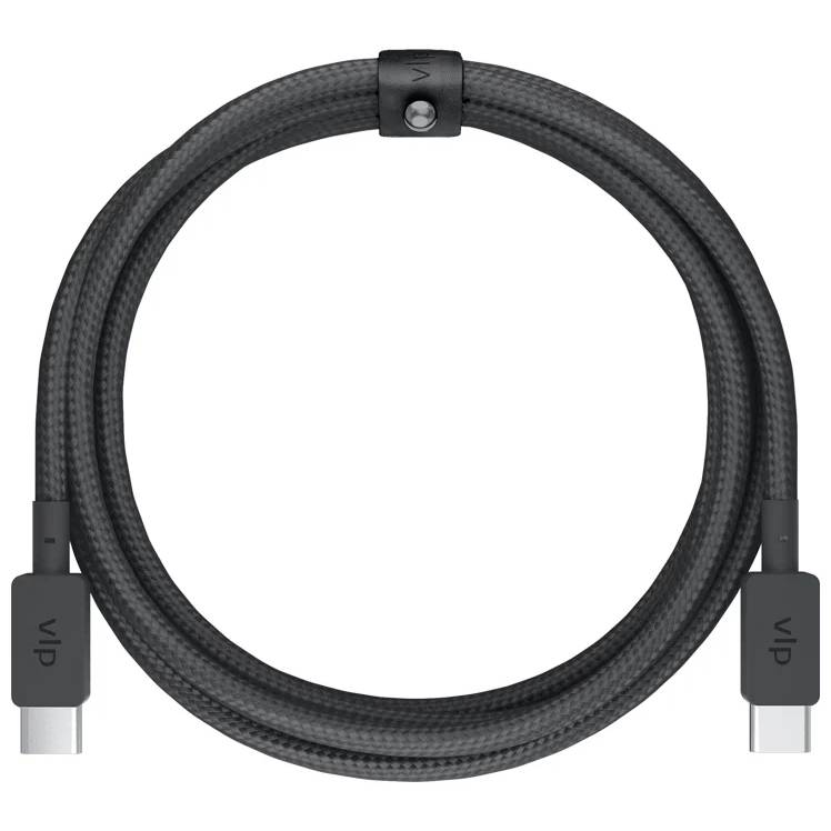 Кабель "vlp" Nylon Cable USB C - USB C, 60W, 2м, черный