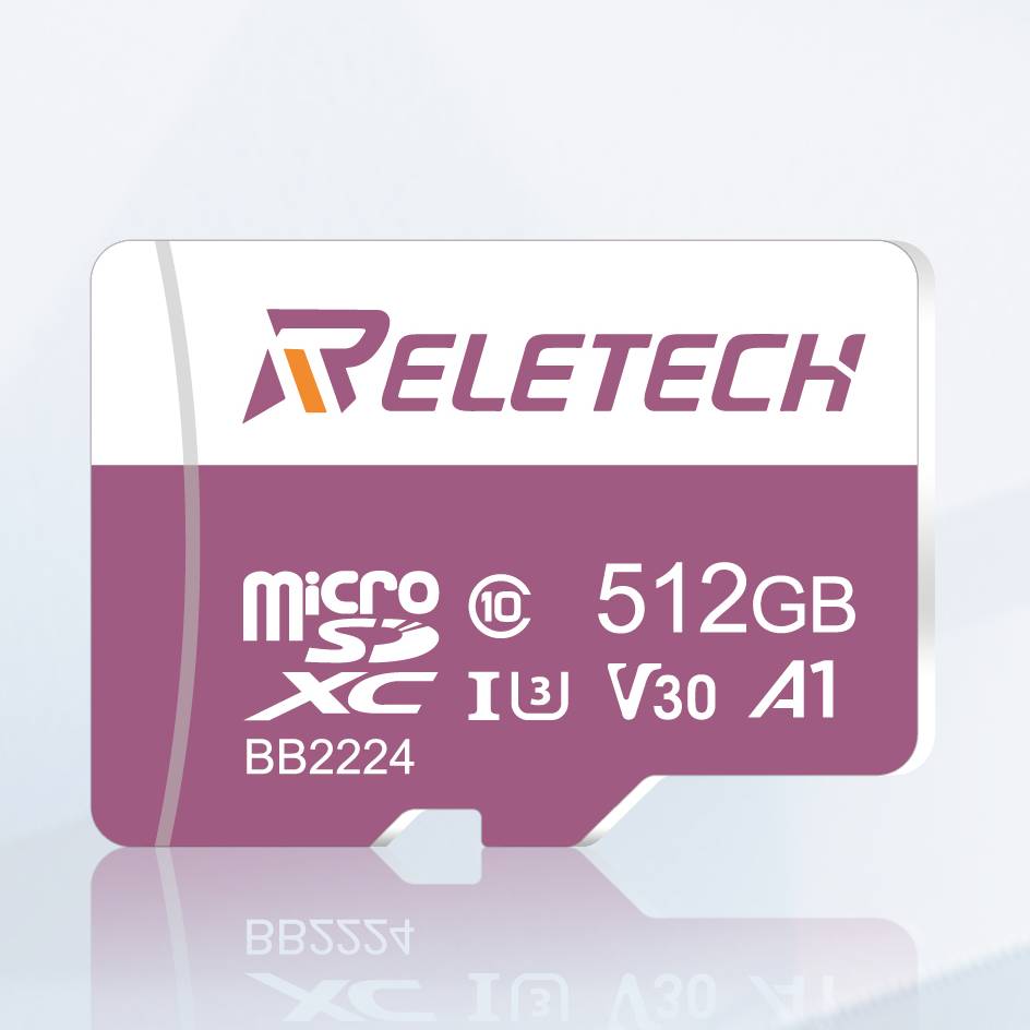 Фото — Карта памяти Reletech MicroSD U3 A1 TF Card 512GB PK, фиолетовый