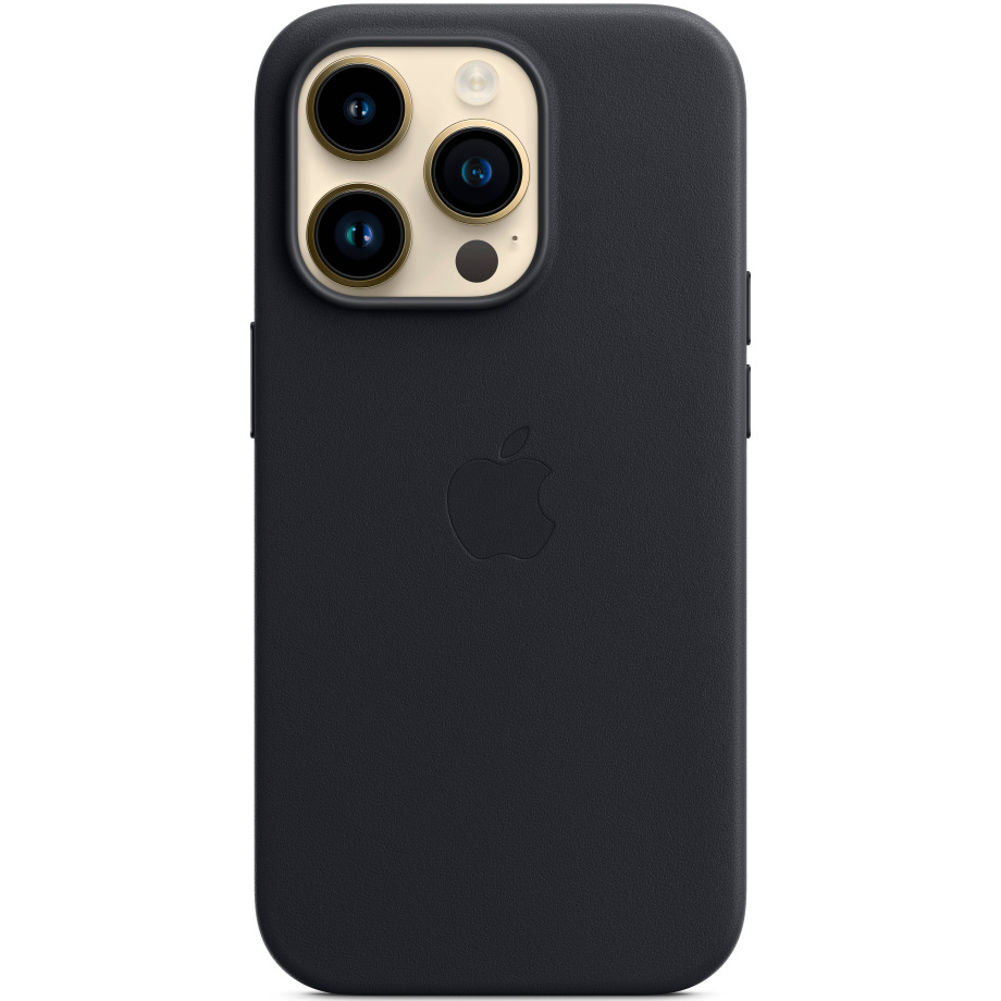 Фото — Чехол для смартфона iPhone 14 Pro Leather Case with MagSafe, «темная ночь»