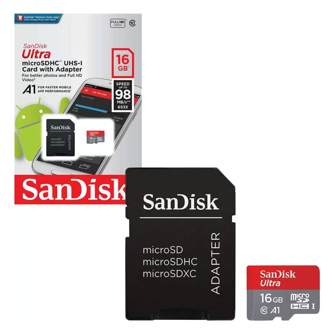 Фото — Карта памяти SanDisk Ultra Micro SDHC + SD Adapter, 16 Гб