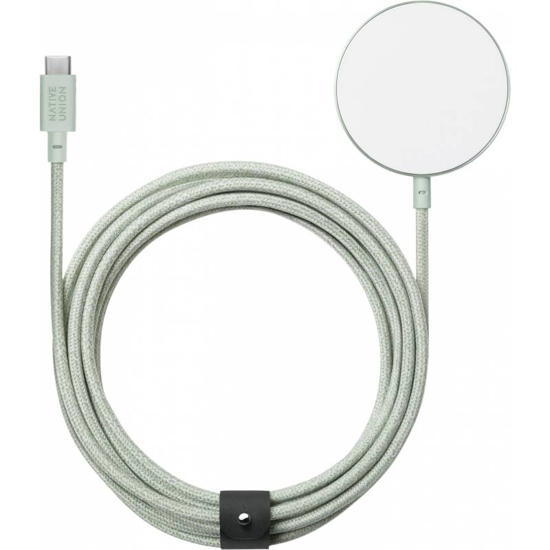 Фото — Беспроводное зарядное устройство Native Union Snap Cable, USB-C 3м, светло-зеленый