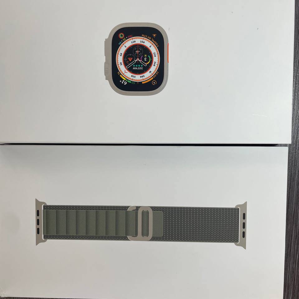 Фото — Умные часы Apple Watch Ultra GPS + Cellular, 49 мм, ремешок Alpine зеленого цвета M (уценка)