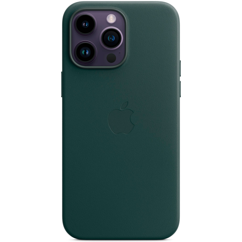 Фото — Чехол для смартфона Apple iPhone 14 Pro Max Leather Case with MagSafe, «лесной зеленый»