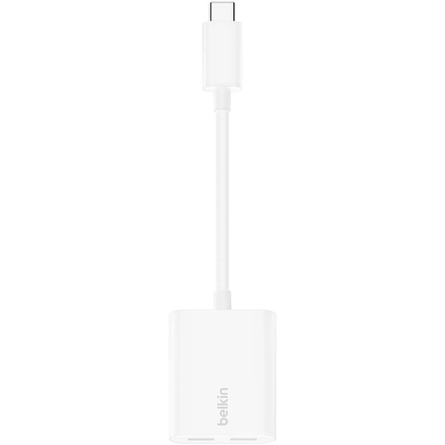 Фото — Адаптер Belkin 2xUSB-C - USB-C (AUDIO + CHARGE), белый