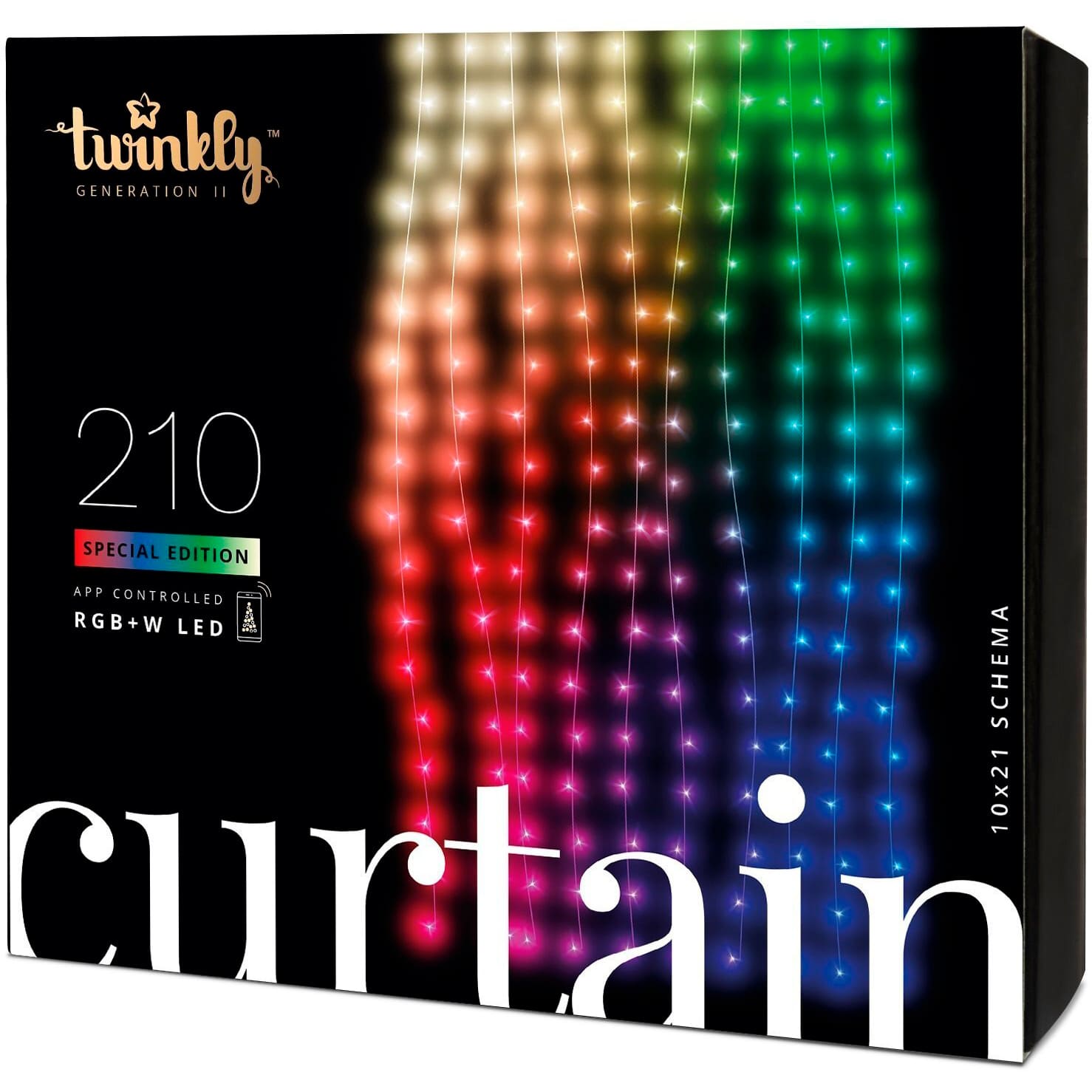 Гирлянда елочная электрическая Twinkly Curtain 210 Multicolor LED (1x2.1м)