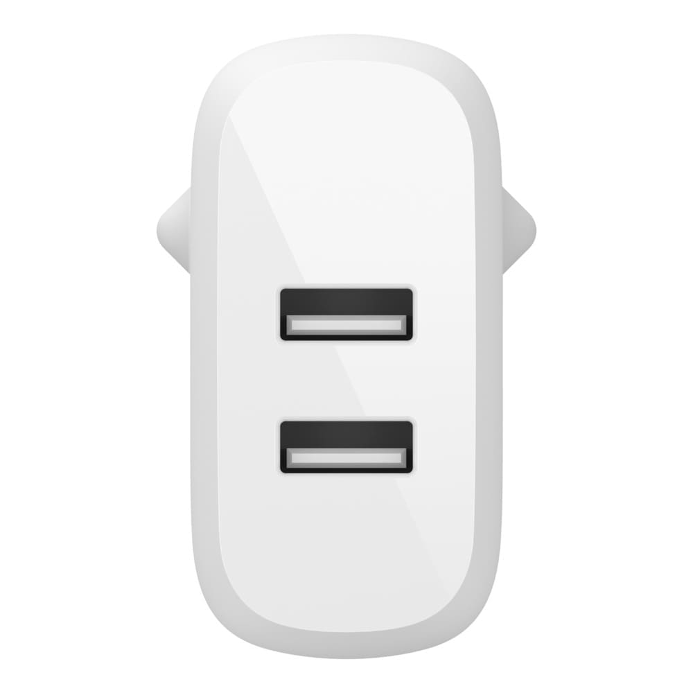 Фото — Сетевое зарядное устройство Belkin 24Вт, 2xUSB + кабель Lightning - USB-A, белый