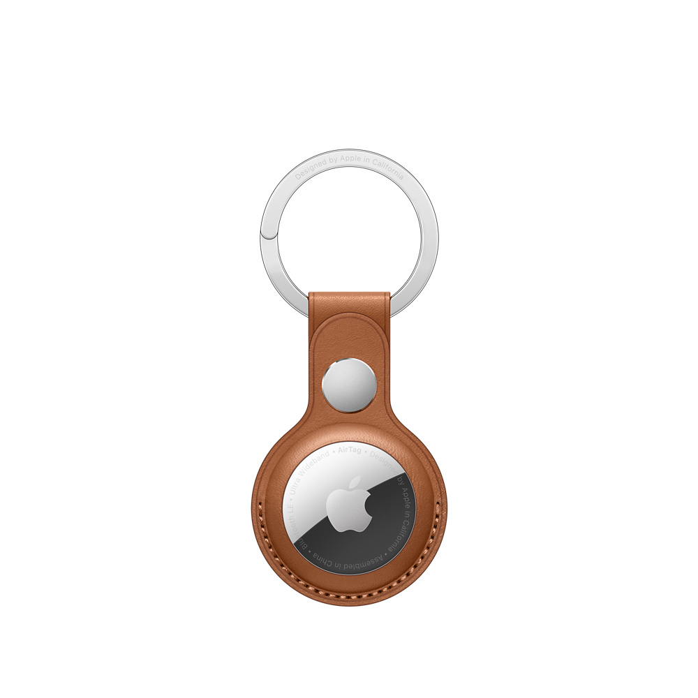 Брелок для Apple AirTag с кольцом для ключей, кожа, золотисто-коричневый
