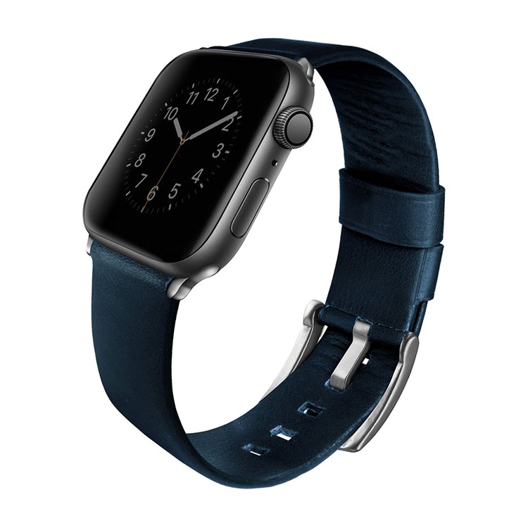 Ремешок Uniq для Apple Watch 44/42 mm Mondain Strap кожаный, синий