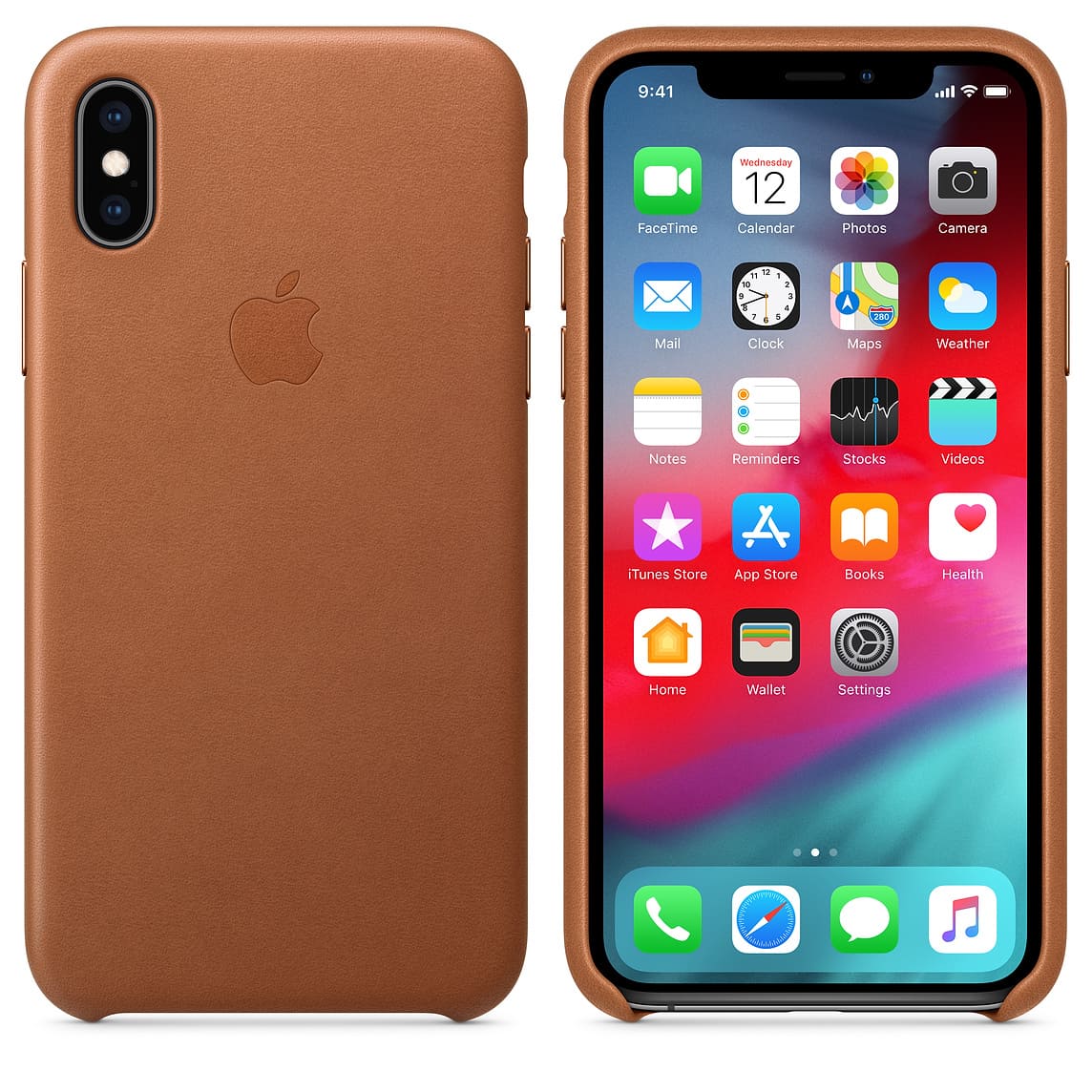 Фото — Чехол для смартфона Apple Leather Case для iPhone X, золотисто-коричневый