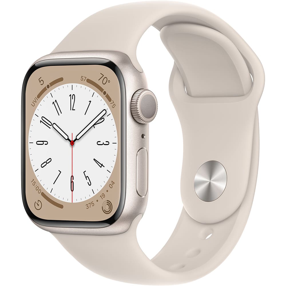 Apple Watch Series 8, 41 мм, корпус из алюминия цвета «сияющая звезда», ремешок золотого цвета, M/L