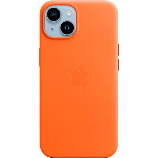 Чехол для смартфона iPhone 14 Leather Case with MagSafe, оранжевый