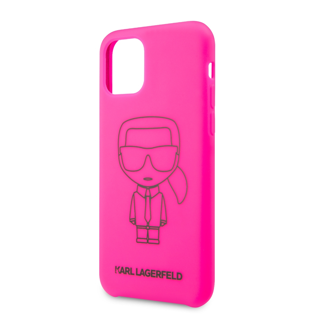 Чехол Lagerfeld для iPhone 11 Pro Liquid silicone Ikonik outlines Hard Pink/Black