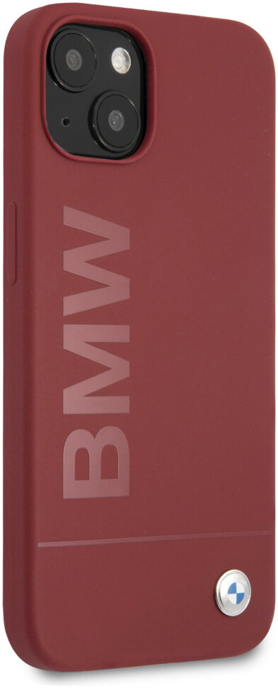 Фото — Чехол для смартфона BMW Liquid Silicone case metal logo для iPhone 13, красный