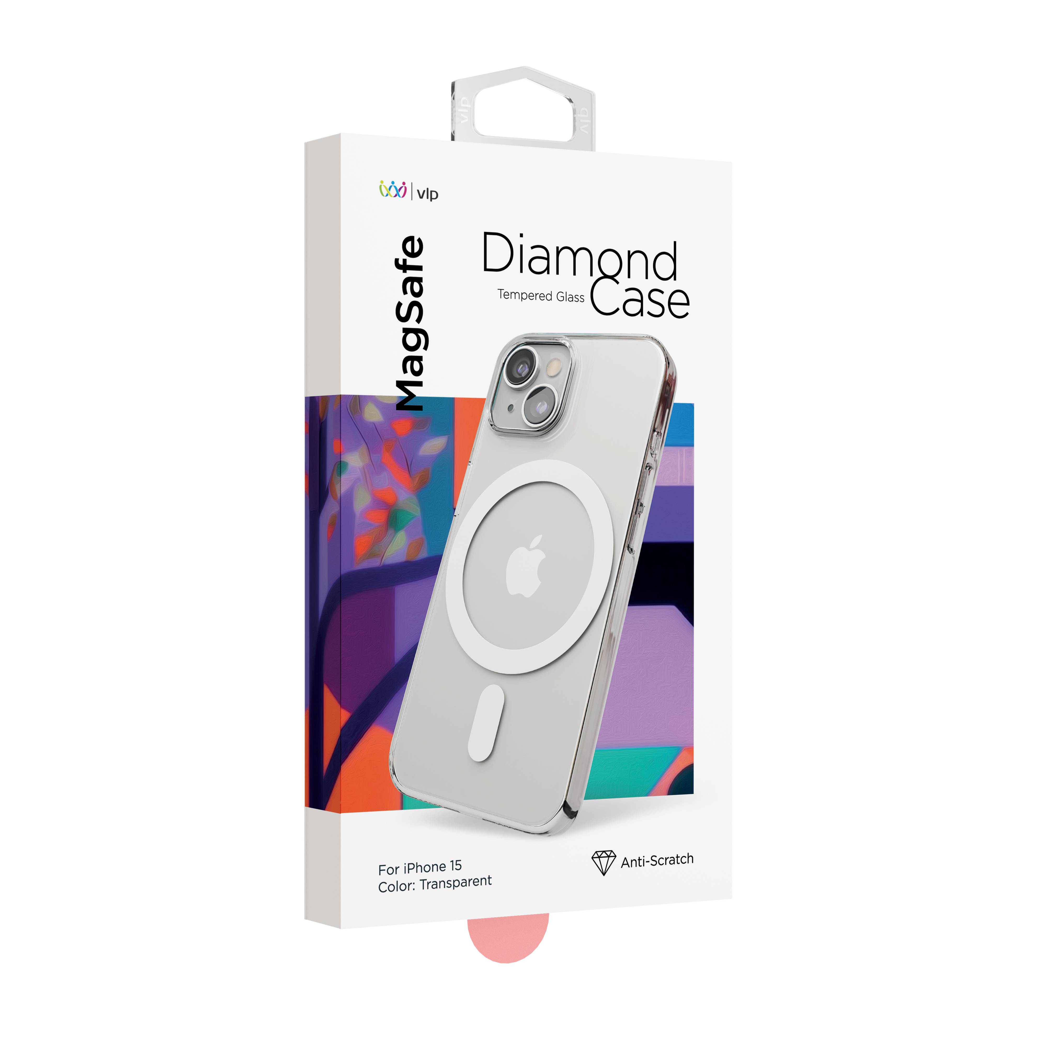Фото — Чехол для смартфона "vlp" Diamond Case с MagSafe для iPhone 15, прозрачный