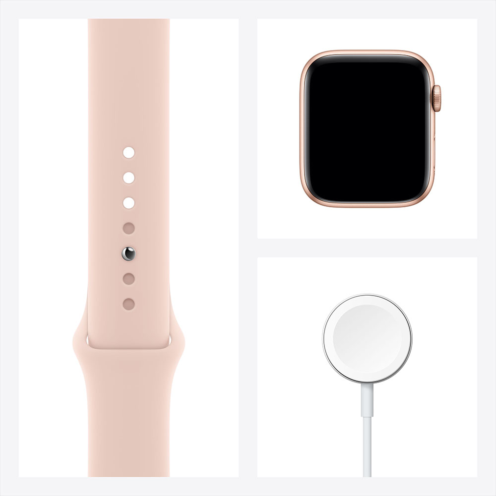 Apple Watch Series 6, 44 мм, алюминий золотого цвета, спортивный ремешок цвета «розовый песок»