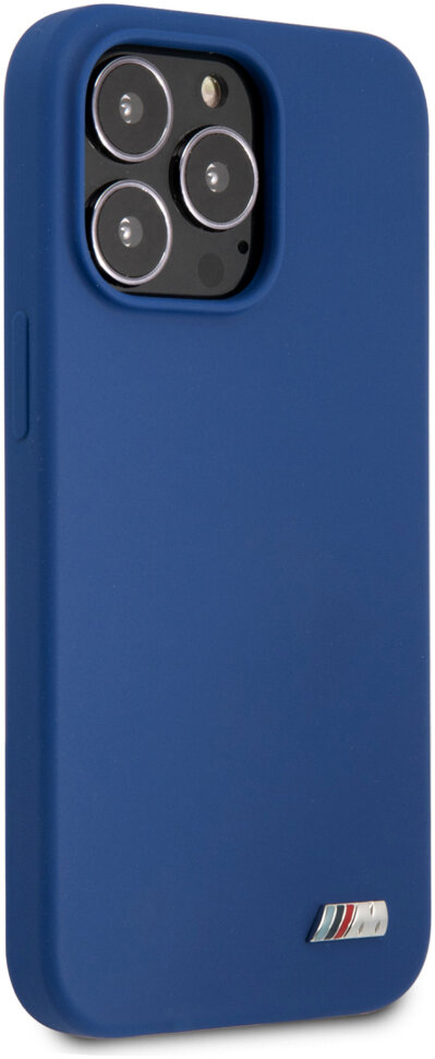 Фото — Чехол BMW M-Collection Liquid Silicone metal logo для iPhone 13 Pro Max, синий