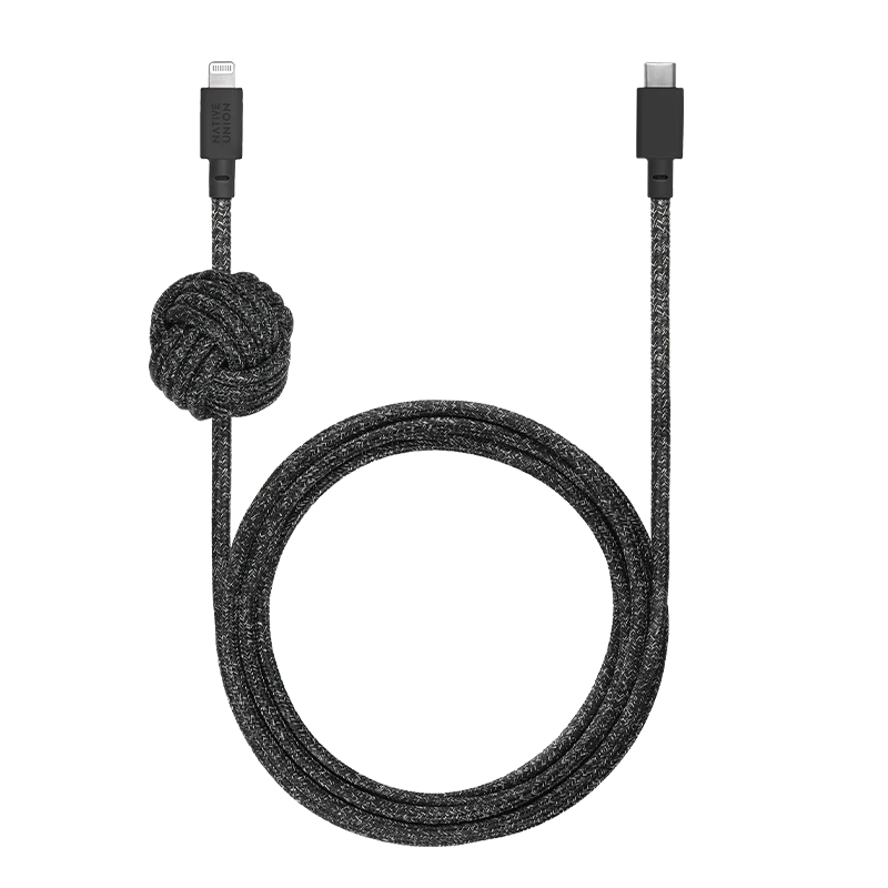 Фото — Кабель Native Union Night Lightning на USB-C с фиксатором положения, 3 м, черный