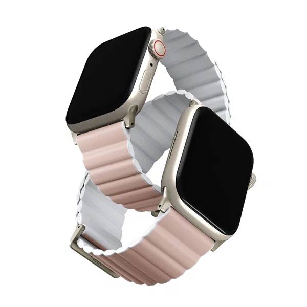 Фото — Ремешок для смарт-часов Uniq Apple Watch 41/40/38 mm Revix Premium Ed. Leather/Silicone, розовый