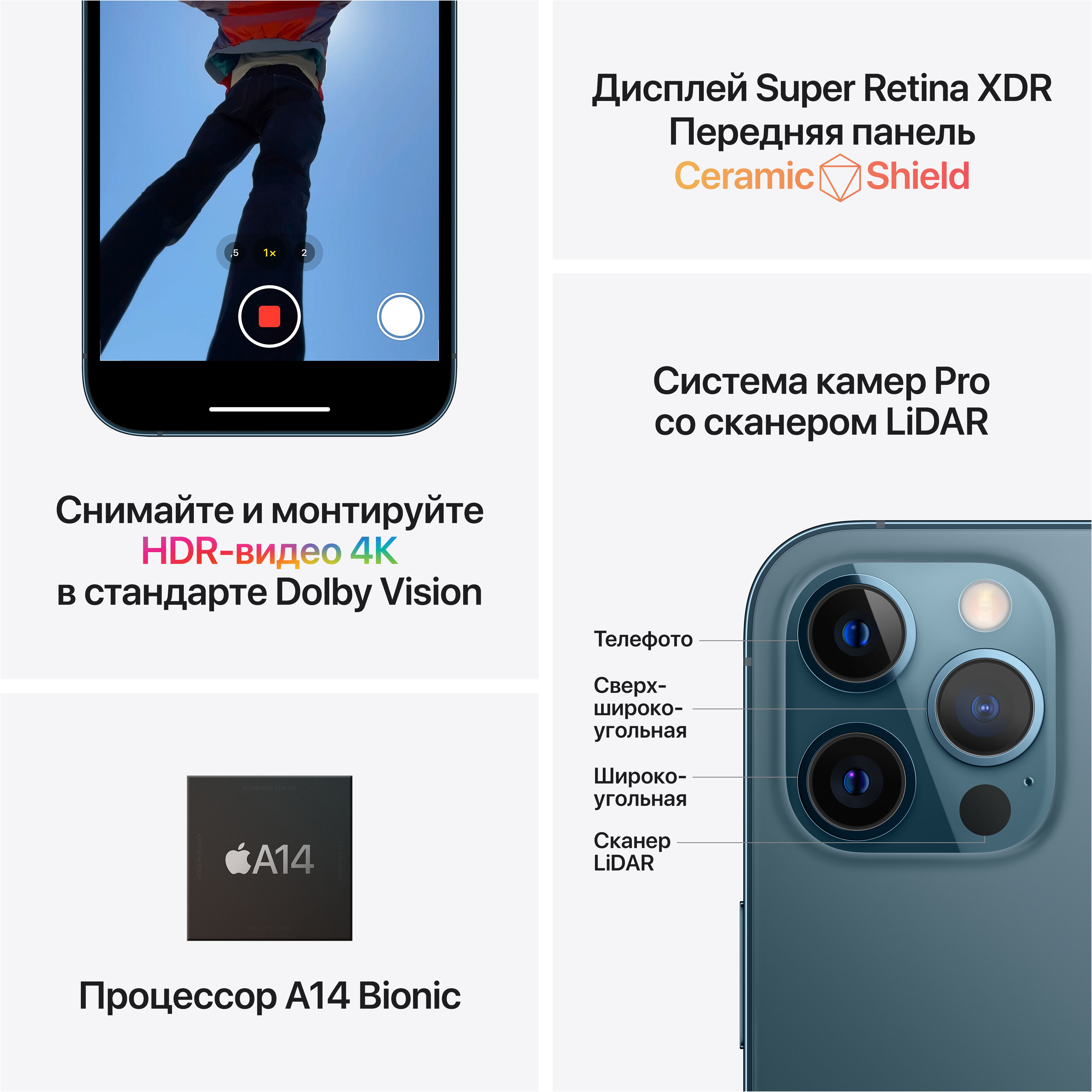 Фото — Смартфон Apple iPhone 12 Pro Max, 256 ГБ, «тихоокеанский синий»