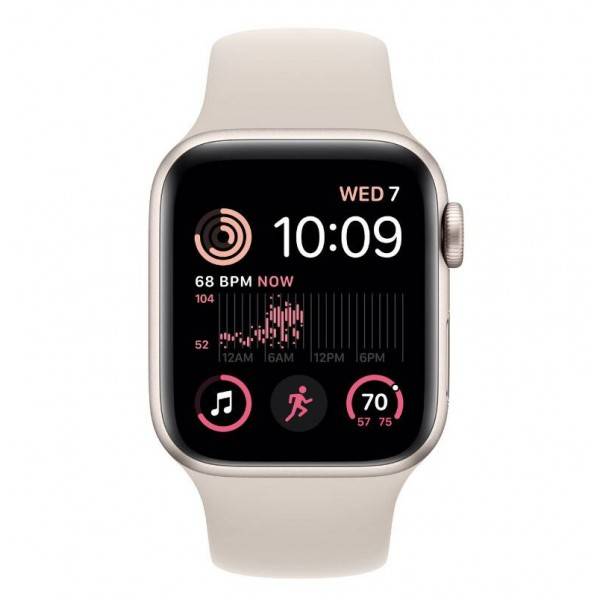 Apple Watch SE (2-е поколение), 44 мм, алюминий «сияющая звезда», ремешок «сияющая звезда», S/M