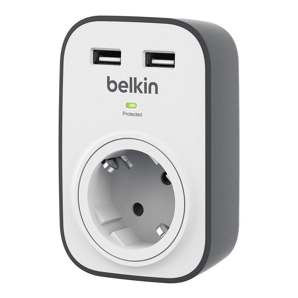 Фото — Сетевой фильтр Belkin Surge Protectors, розетка- 2xUSB, белый