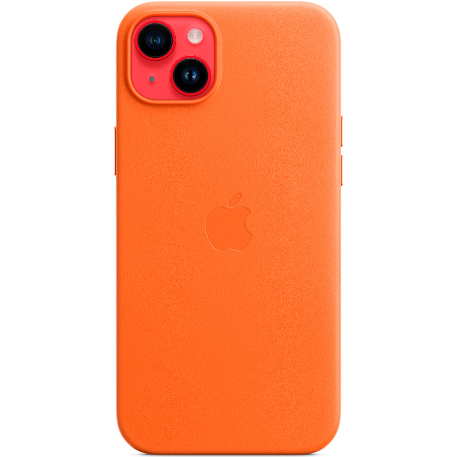 Чехол для смартфона iPhone 14 Plus Leather Case with MagSafe, оранжевый