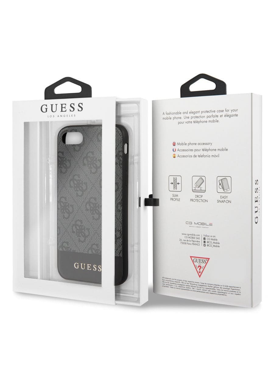 Фото — Guess для iPhone 7/8/SE 2020 4G PU Stripe Metal logo Hard Grey