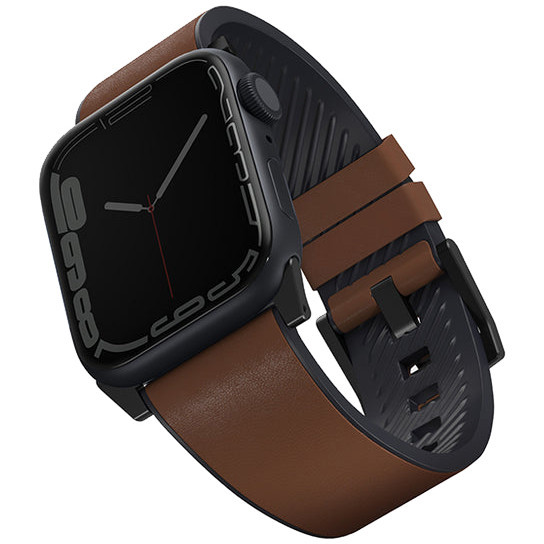 Фото — Ремешок для смарт-часов Uniq для Apple Watch 49/45/44/42 mm Straden Waterproof Leather/Silicone, коричневый