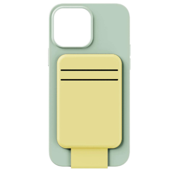 Фото — Чехол-бумажник MagSafe совместимый, кожаный, желтый
