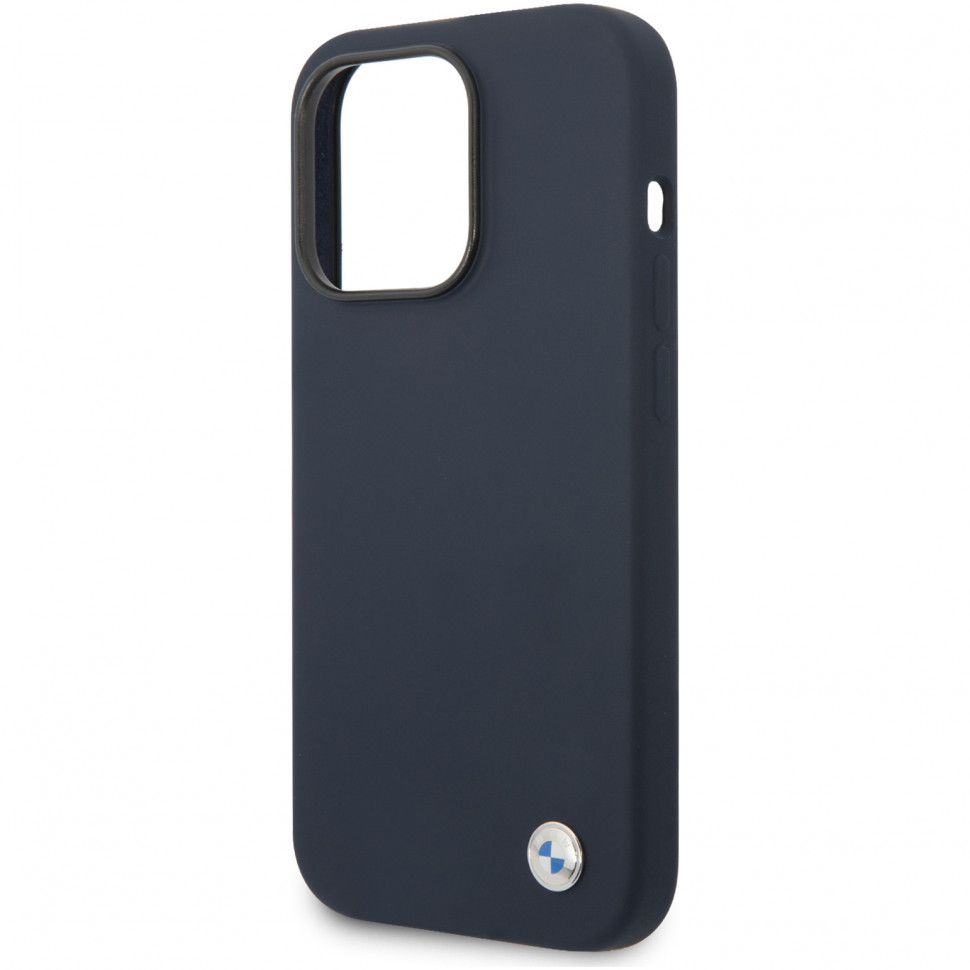 Чехол для смартфона BMW Silicone Metal Logo для iPhone 14 Pro, темно-синий