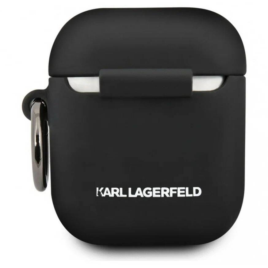 Фото — Чехол для наушников Lagerfeld для Airpods 1/2 Silicone case with ring Choupette Black