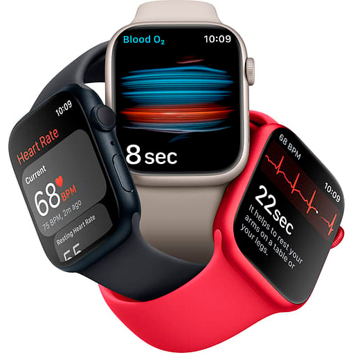 Фото — Apple Watch Series 8, 45 мм, корпус из алюминия цвета (PRODUCT)RED, ремешок красного цвета, S/M