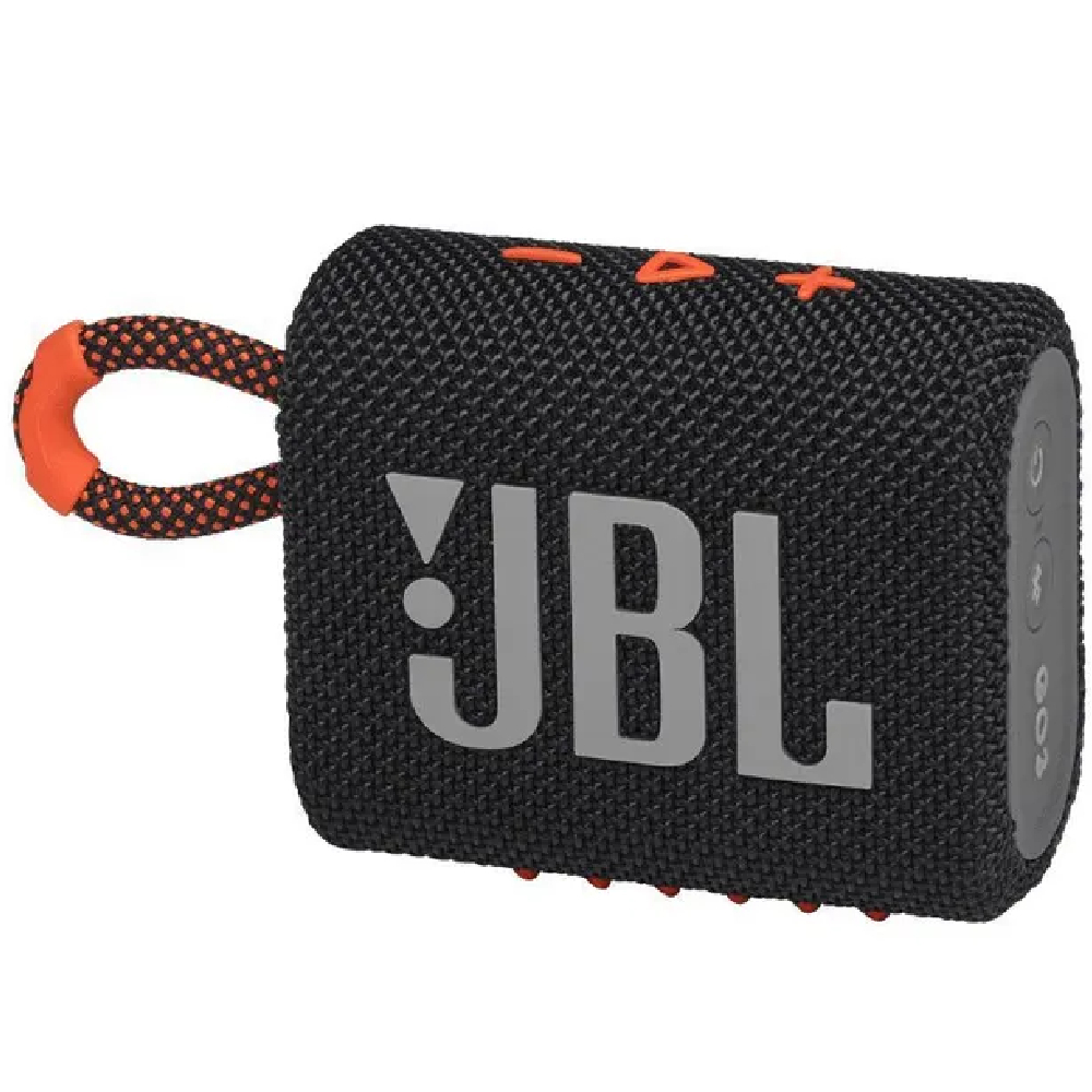 Фото — Портативная акустическая система JBL GO 3, черный/оранжевый