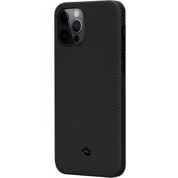 Фото — Чехол для смартфона Pitaka для iPhone 12 Pro Max, черно-серый (мелкое плетение)