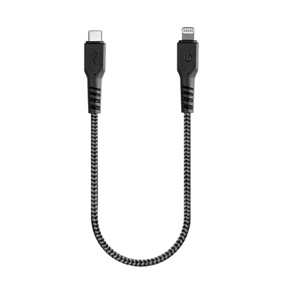 Фото — Кабель EnergEA FibraTough USB-C - Lightning MFI 30 cм, черный