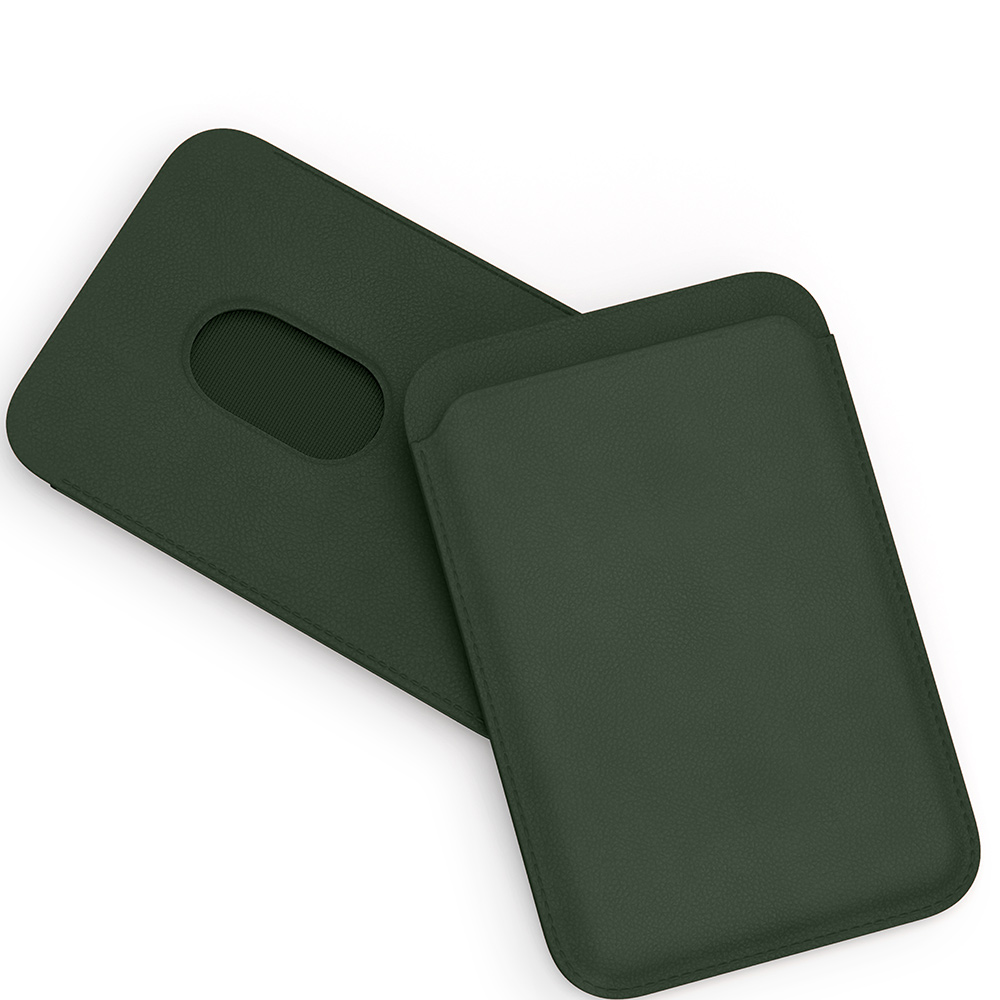 Фото — Чехол-бумажник vlp из натуральной кожи с MagSafe, темно-зеленый