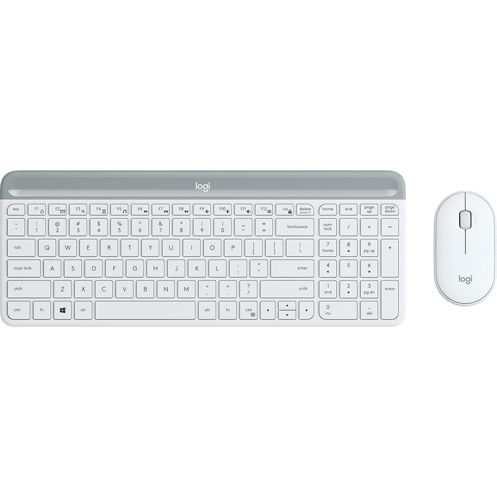 Фото — Клавиатура и мышь Logitech MK470 GRAPHITE, USB, беспроводной, белый/серый