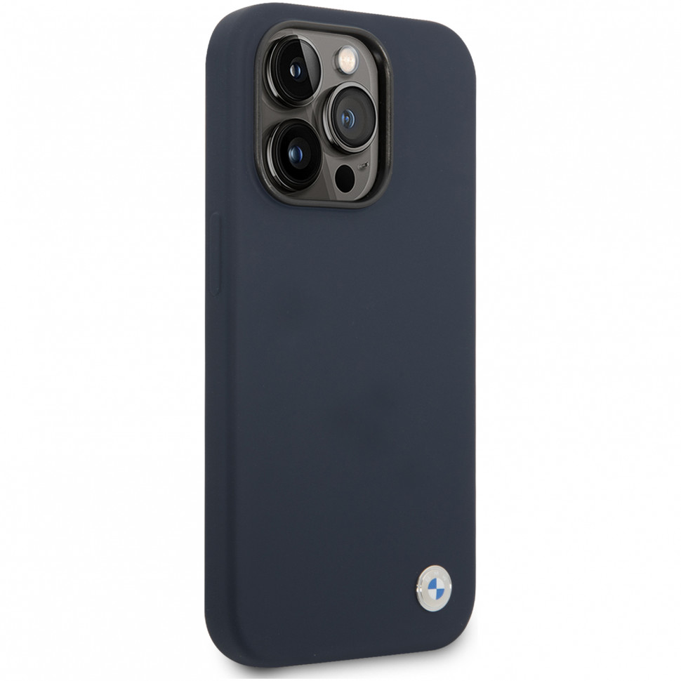 Фото — Чехол для смартфона BMW Silicone Metal Logo для iPhone 14 Pro Max, темно-синий