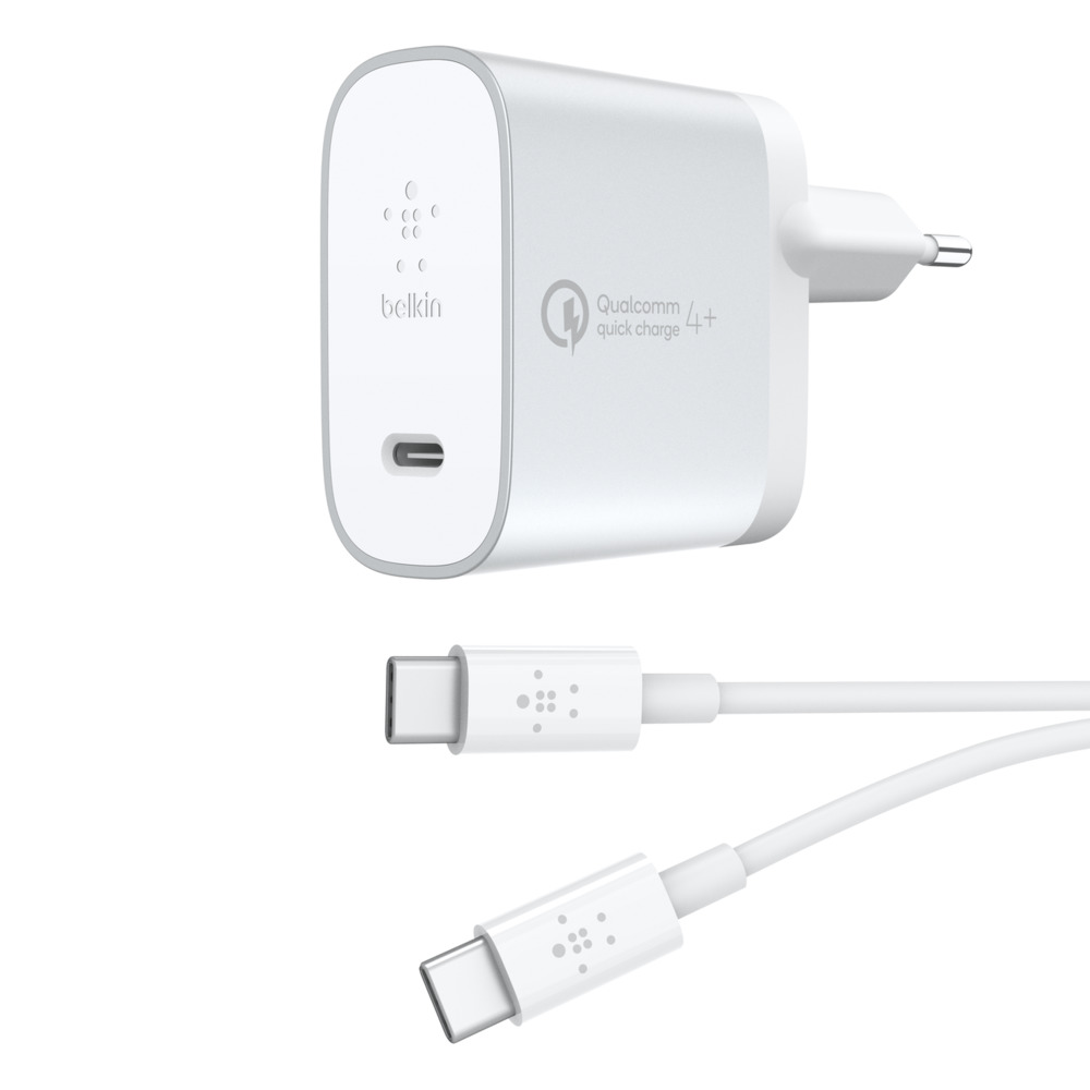 Фото — Зарядное устройство Belkin USB-C Home Charger + кабель USB-C, 27Вт, серебристый