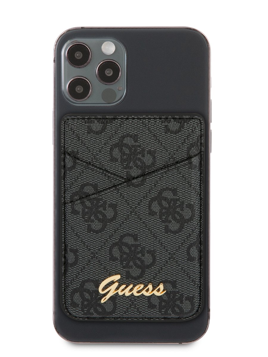 Чехол-бумажник Guess Wallet Cardslot  4G Trangle MagSafe logo для iPhone, черный