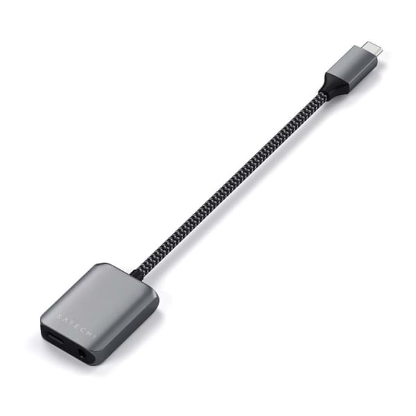 Фото — Адаптер Satechi USB-C - mini Jack (3,5 мм), PD Charger Adapter, «серый космос»