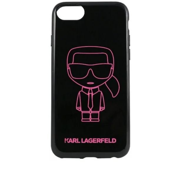 Чехол Lagerfeld для iPhone 7/8/SE 2020 Ikonik outlines Hard PC/TPU Black/Pink