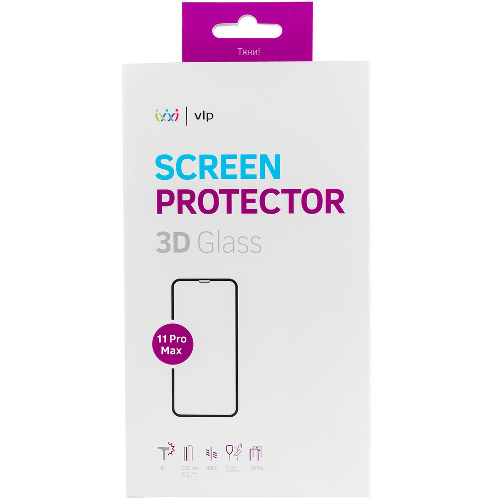 Защитное стекло для смартфона 3D vlp для iPhone 11 Pro Max, олеофобное, с черной рамкой