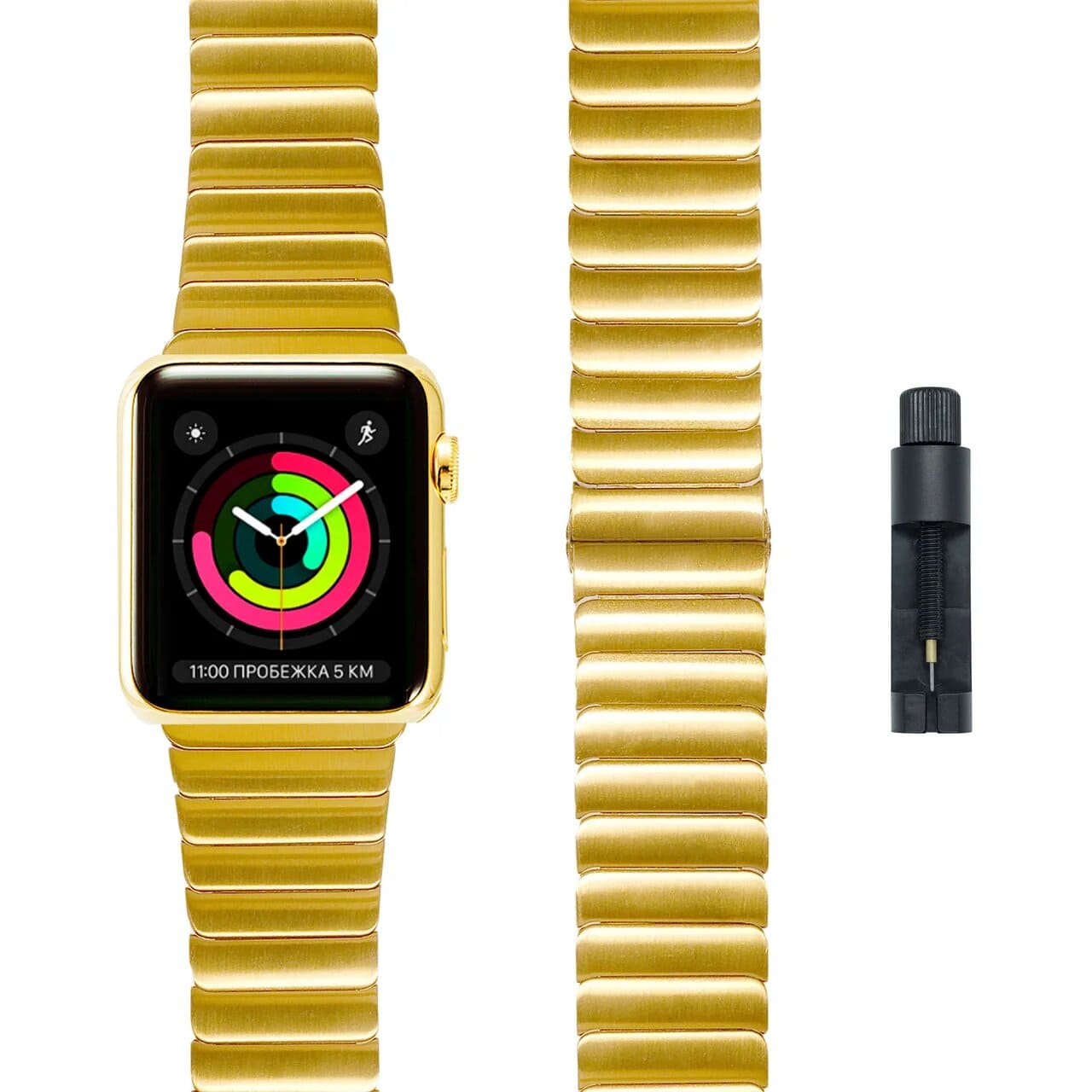 Фото — Ремешок для смарт-часов Apple Watch 38/40 mm LYAMBDA CANOPUS, нержавеющая сталь, золотой
