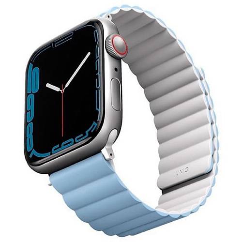 Ремешок для смарт-часов Uniq Revix Reversible для Apple Watch 45/44/42 mm, Magnetic, белый/синий
