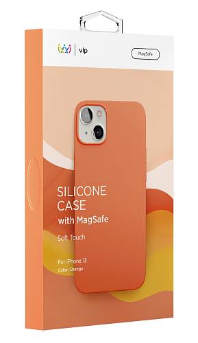 Чехол для смартфона vlp Silicone case with MagSafe для iPhone 13, оранжевый